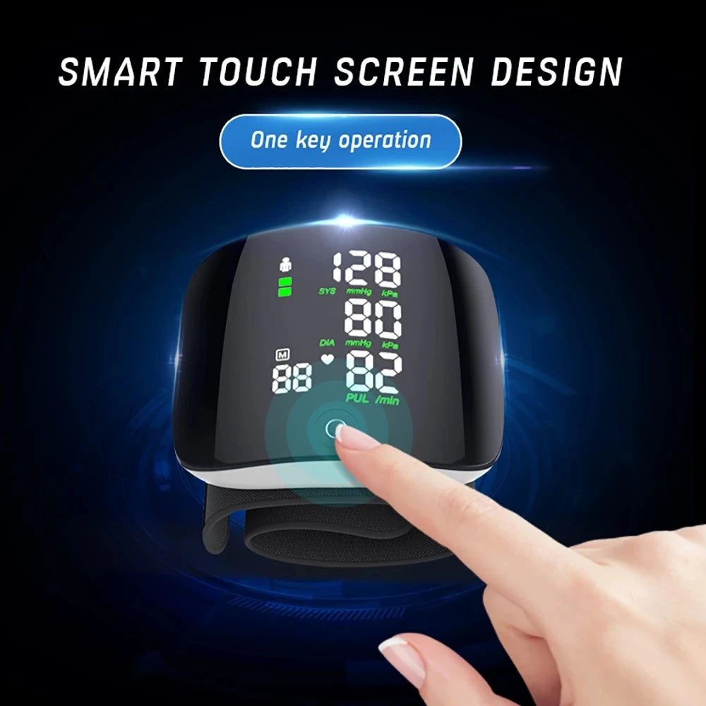 Smart Touch LCD Screen Chargeable Voice Wrist Blood Pressure Monitor - Supersell