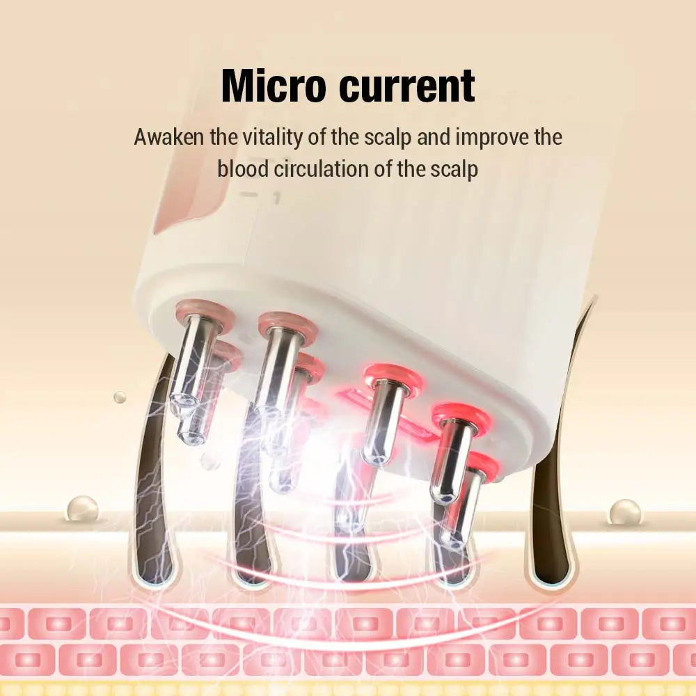 Microcurrent Head Scalp Massager 625nm LED Light Therapy Hair Growth Comb - Supersell