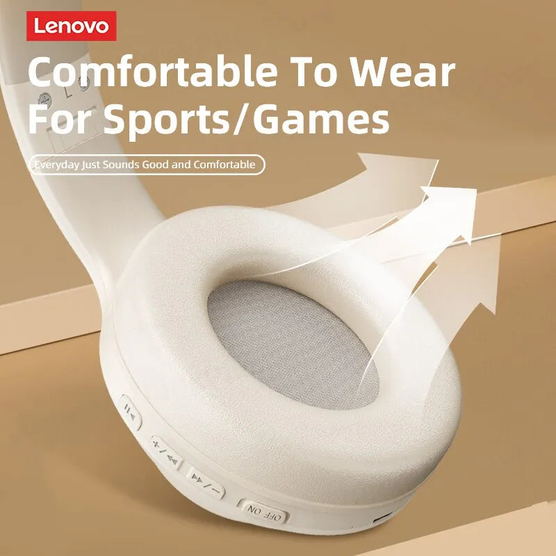 Lenovo Thinkplus Stereo Headphone Bluetooth Earphones Music Headset with Mic - Supersell