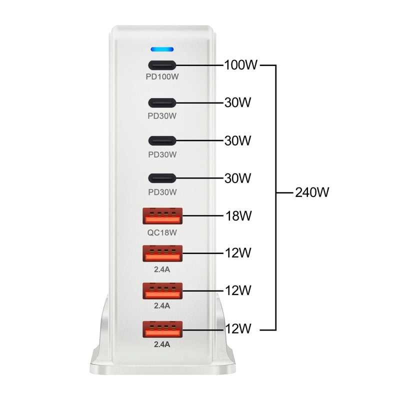 240W Charger 8 - port USB Type C PD Charger - Supersell