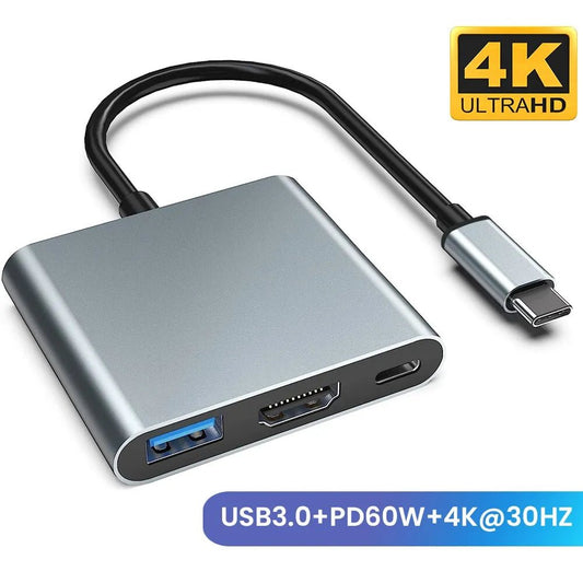 3 - in - 1 USB - C Hub – 60W PD & 4K HDMI Adapter for MacBook & Chromebook - Supersell