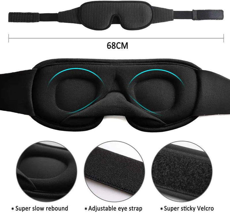 3D Mask for Sleep Eye Mask Lights Blockout Soft Pad - Supersell