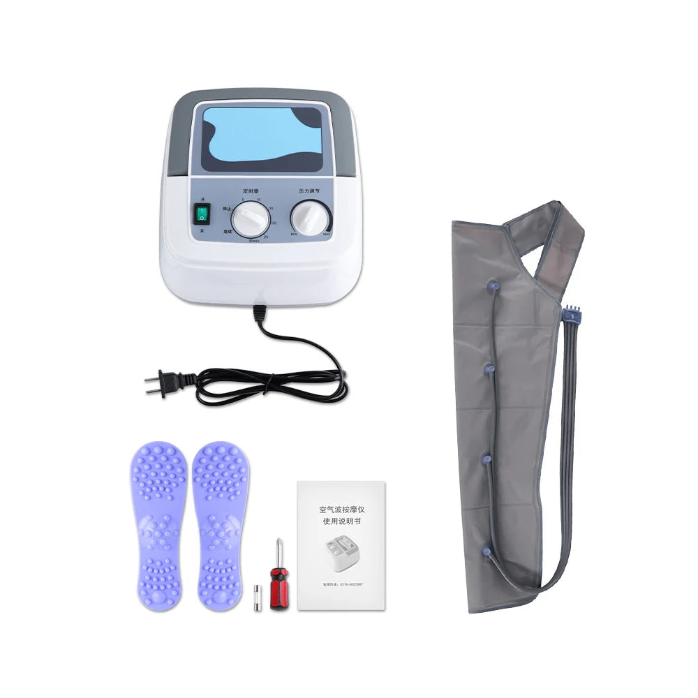Electrical device with foot pads, power cord, and packaging on a white background