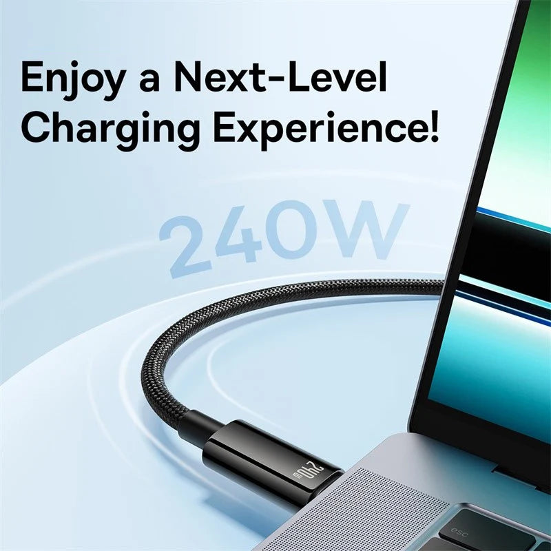 Baseus 240W Type C Cable for iPhone 15 PD 3.1 Supercharge for MacBook PC Realme  5A Fast Charger Type C Cable for Xiaomi OnePlus - Supersell