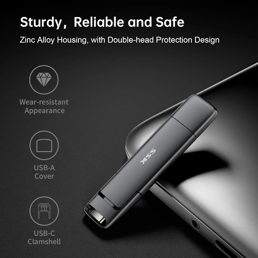 SSK 2TB SSD USB C External SSD Up To 1000MB/s Type-C + USB A 3.2 - Supersell 