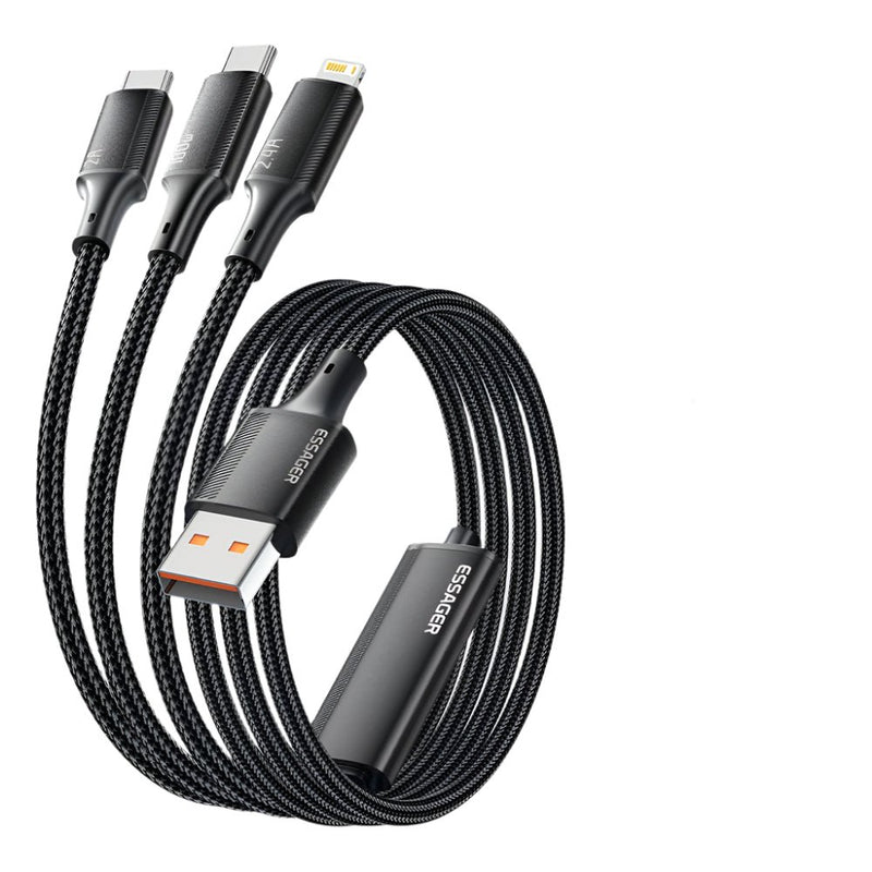 Essager 100W 3 - in - 1 Fast USB - C to Lightning Charger Cable - Supersell