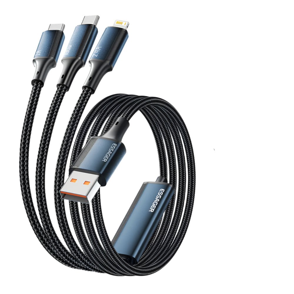 Essager 100W 3 - in - 1 Fast USB - C to Lightning Charger Cable - Supersell
