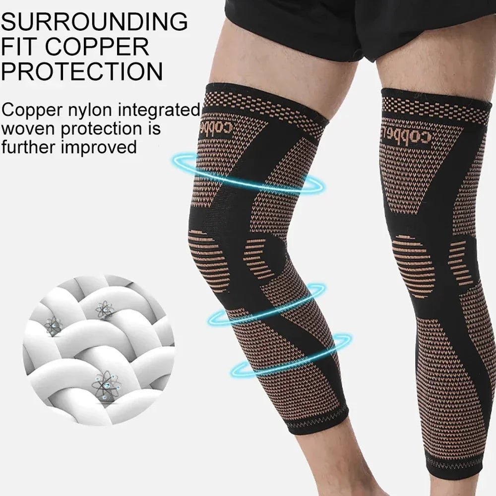 Full Leg Copper Compression Knee Sleeves Support - Supersell