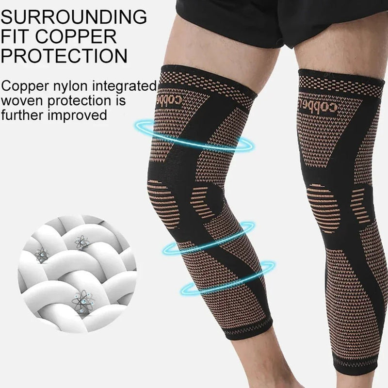 Full Leg Copper Compression Knee Sleeves Support - Supersell