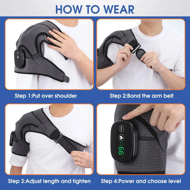 Heating Vibrations Shoulder, Neck, & Back Massage Brace 3 Levels Physiotherapy Therapy - Supersell