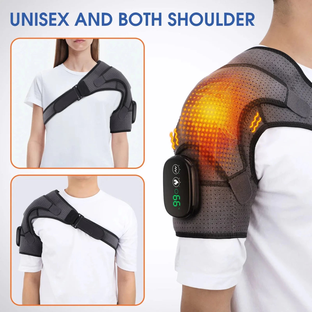 Heating Vibrations Shoulder, Neck, & Back Massage Brace 3 Levels Physiotherapy Therapy - Supersell