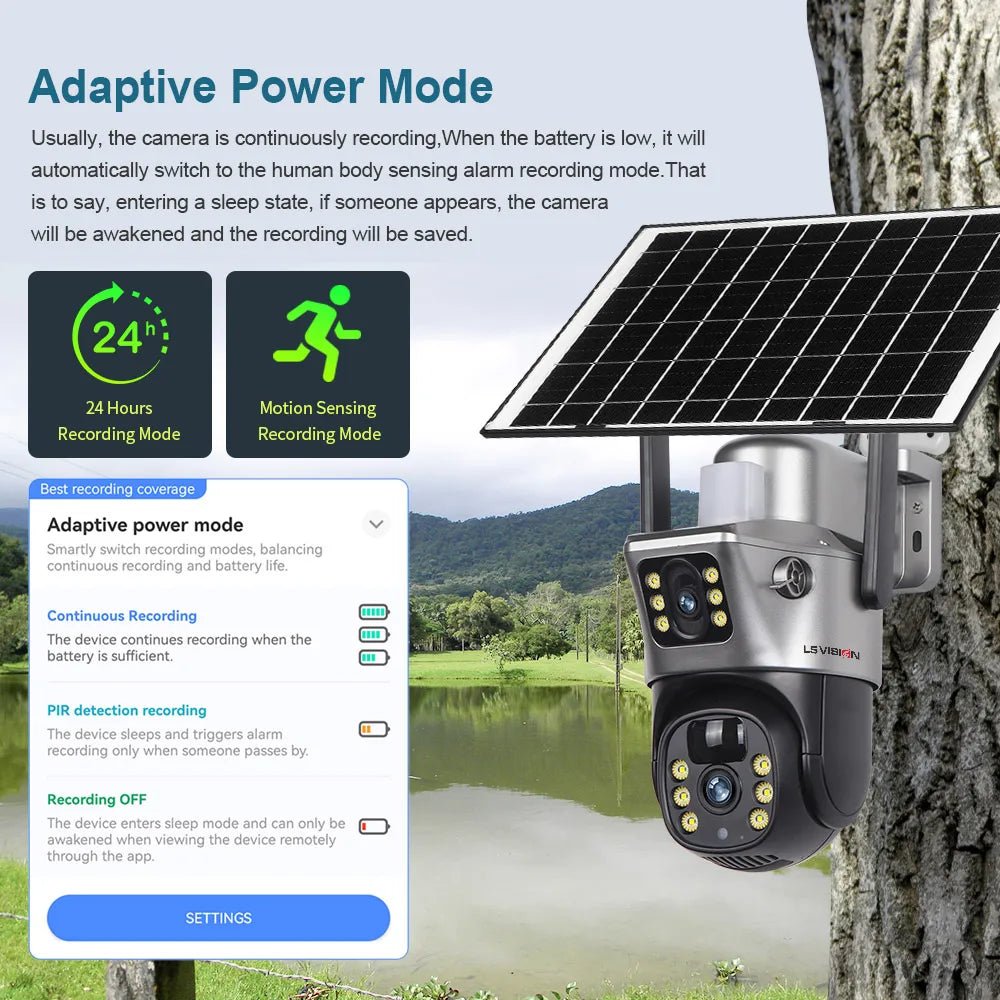LS VISION 8MP Solar WiFi - 4G Outdoor PTZ Dual - Lens Security Cam - Supersell