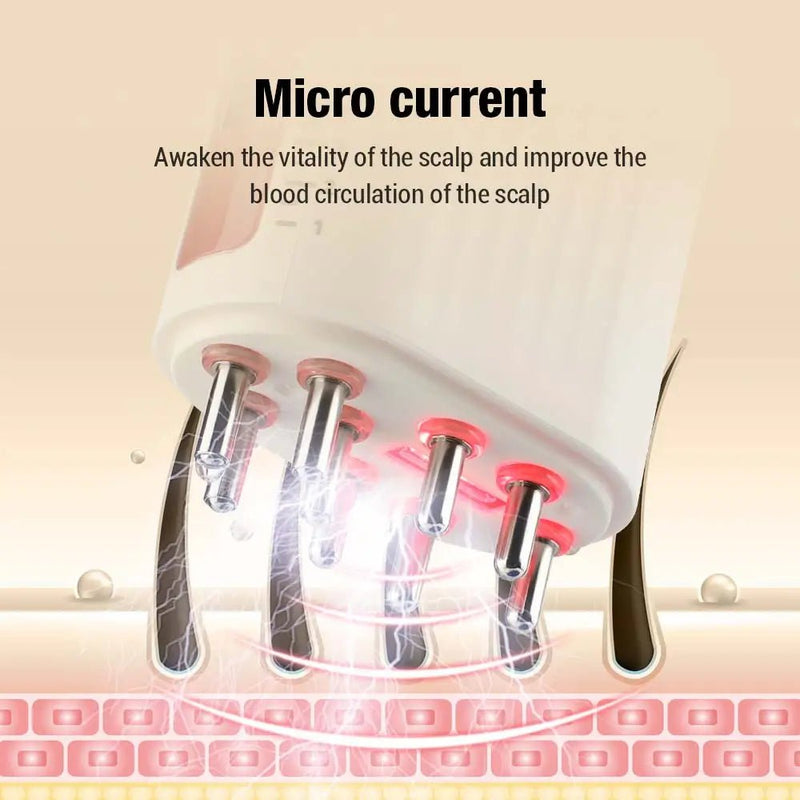Microcurrent Head Scalp Massager 625nm LED Light Therapy Hair Growth Comb - Supersell