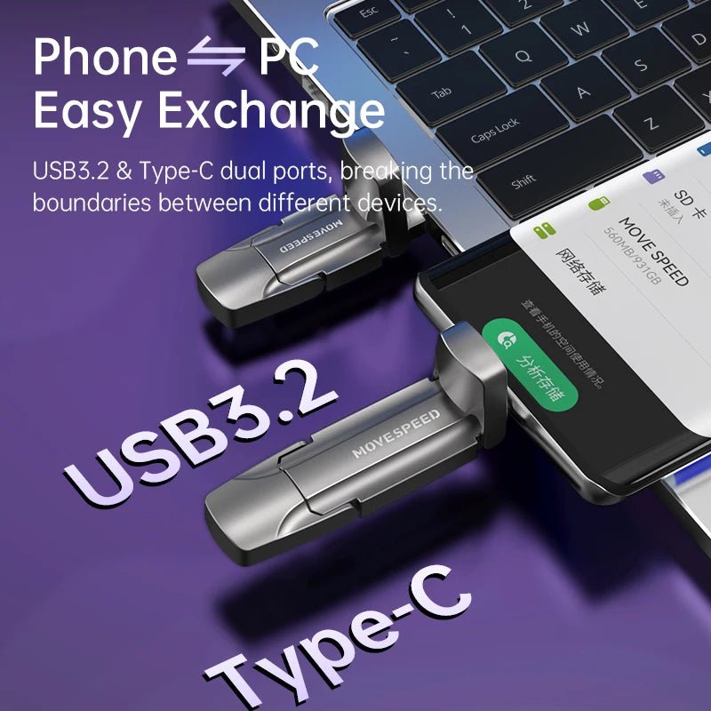 MOVESPEED Solid State Pen Drive USB3.2 Gen 2 + Type C Flash Drive - Supersell