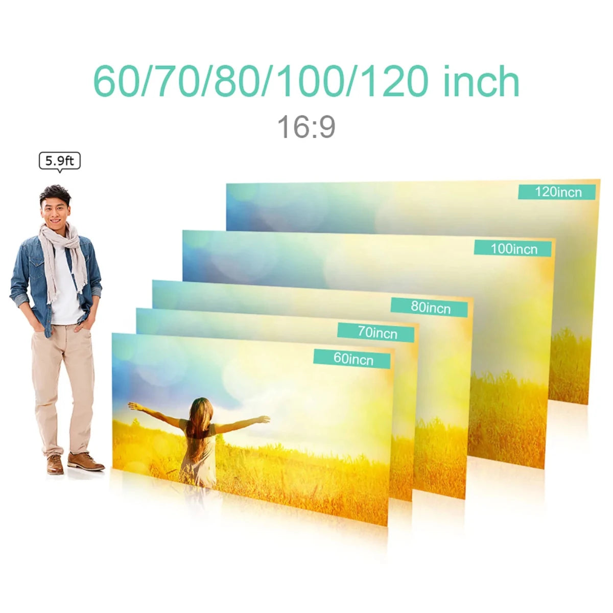 Portable Projector Screen Cloth Anti - Light Screen for Home Outdoor Projector - Supersell