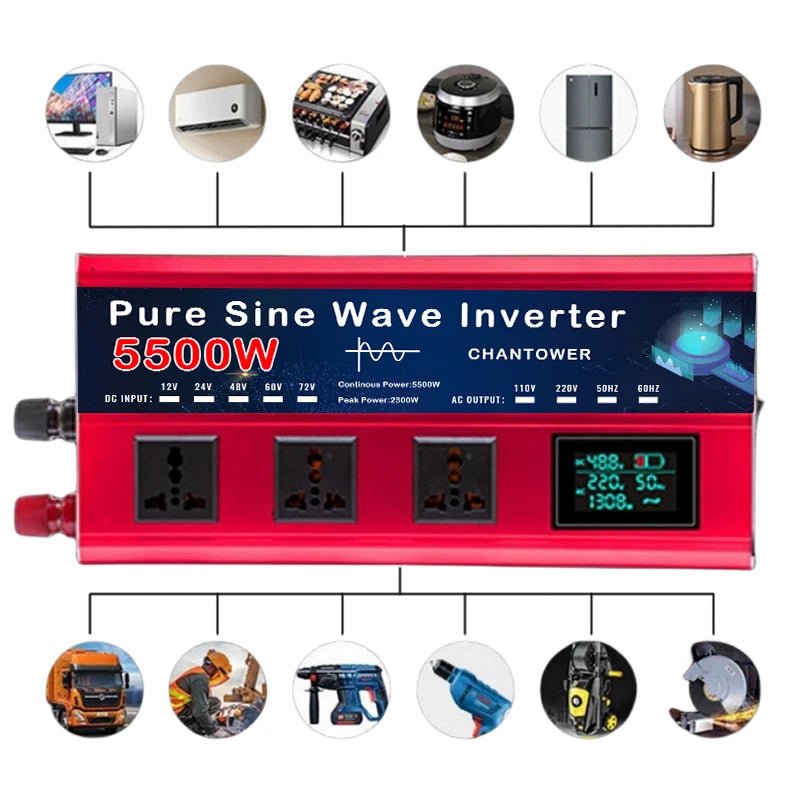 Pure Sine Wave Inverter DC 12v/24v/48v To AC 220v Voltage Converter Car Power Inverter - Supersell