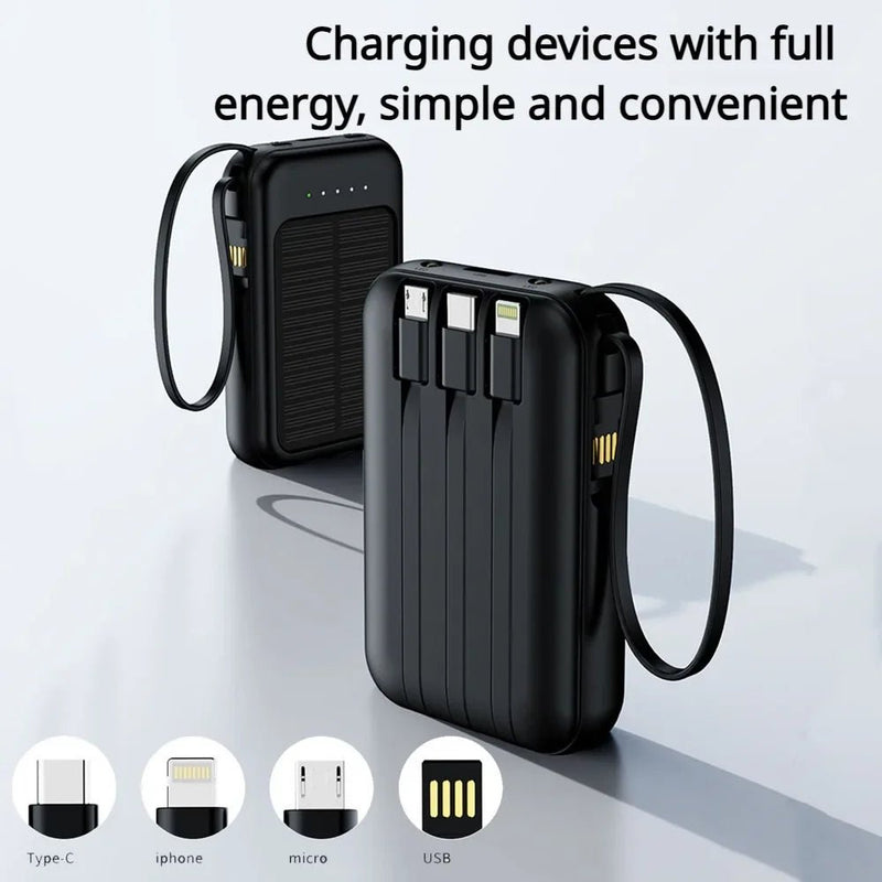 Solar Power Bank Big Capacity with 3 Built - in Cables - Supersell