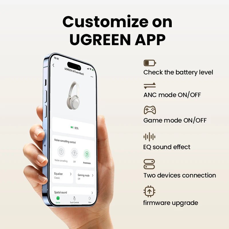UGREEN HiTune Max5 Hybrid Active Noise Cancelling Headphones - Supersell