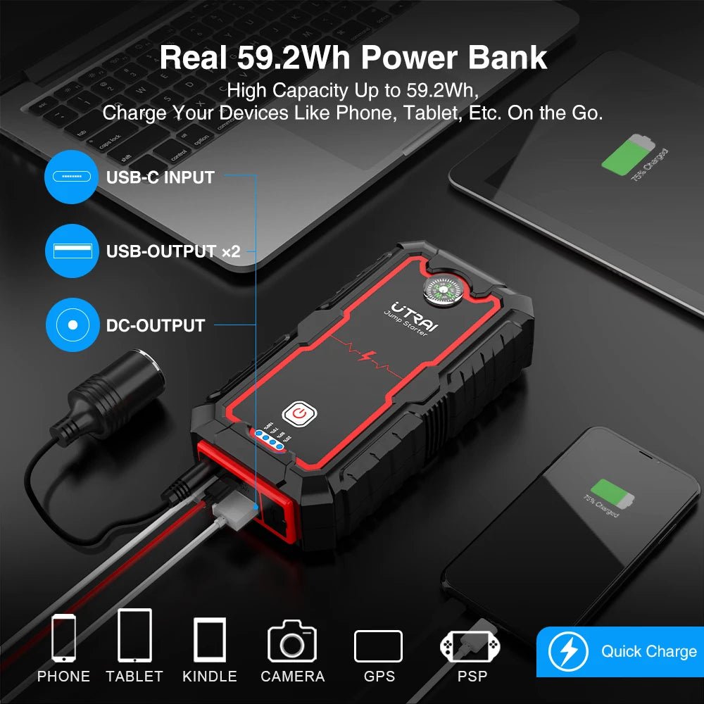 UTRAI Power Bank Jump Starter 2500A Portable Charger All in One - Supersell